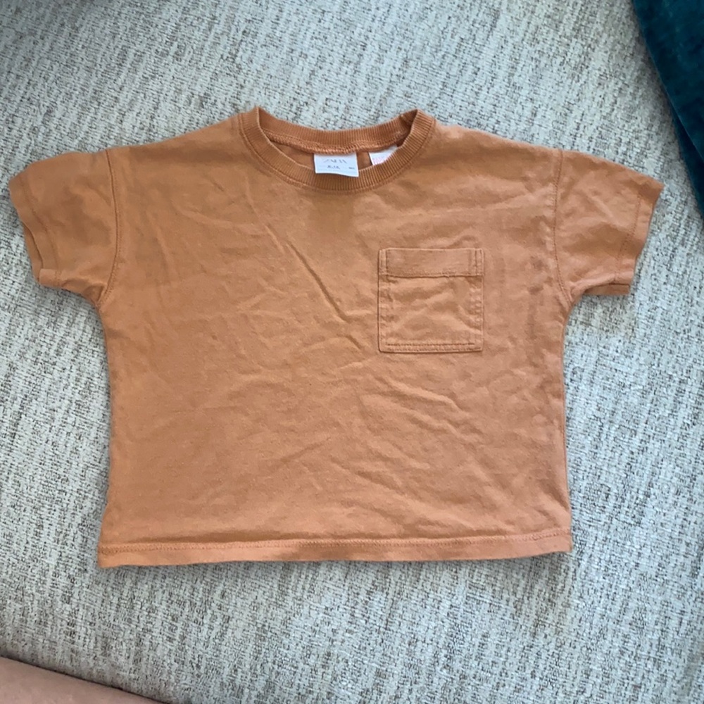 Zara 9-12m orange t shirt w pocket